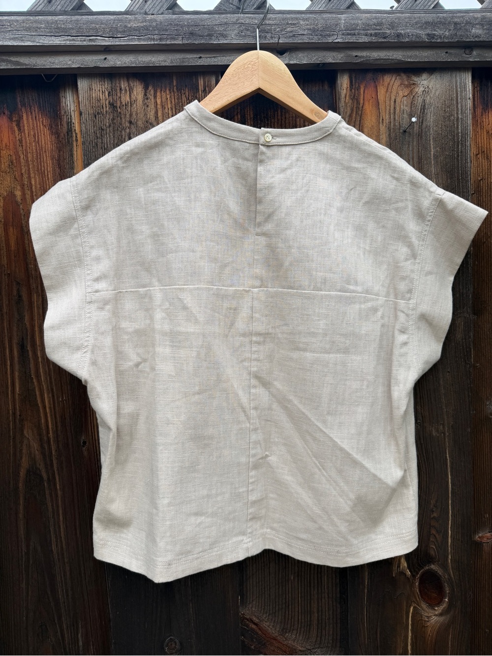 NWOT Francisco Cancino Linen Palenque Top neutral boxy size small - Picture 2 of 11